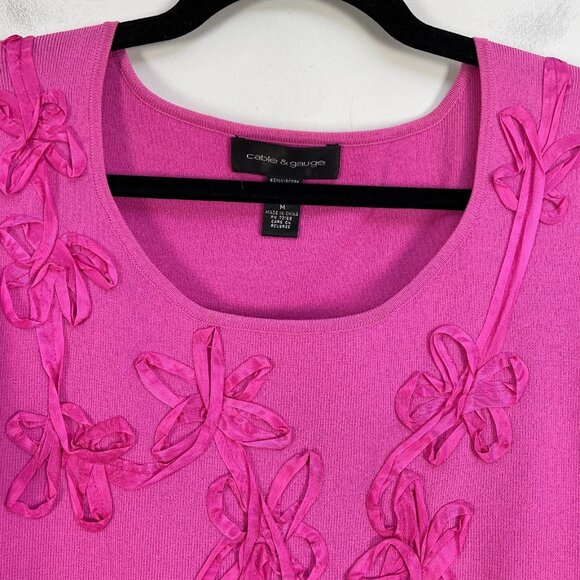 Cable & Gauge Top Womens Medium Pink Flutter Short Sleeve Stretch Shirt - Picture 8 of 10